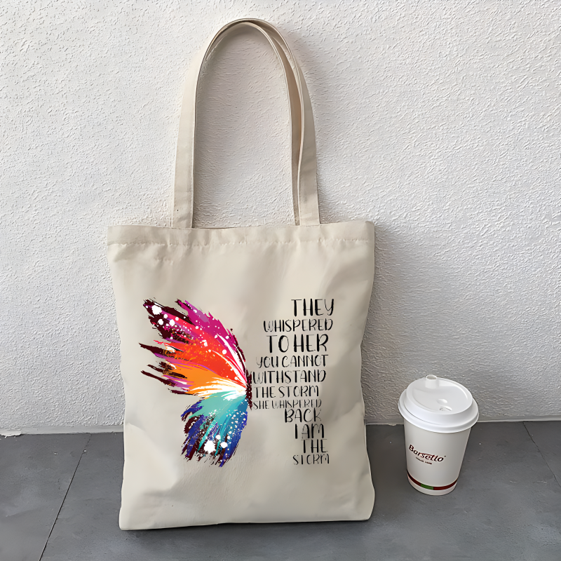 Tote Bags Factory - Canvas Butterfly Flowers Shoulder