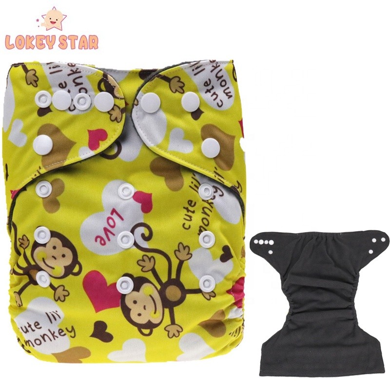 Cloth Diapers Factory - Lokeystar Pink Monkey Snap Button