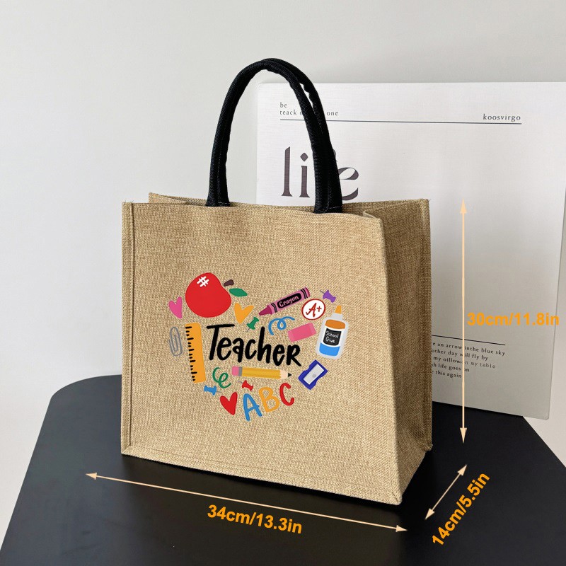 Jute Tote Bag Manufacturer - Button Lock Heat Transfer Handbag