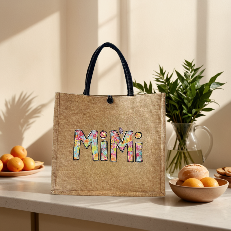 Jute Tote Bag Manufacturer - Button Lock Heat Transfer Handbag