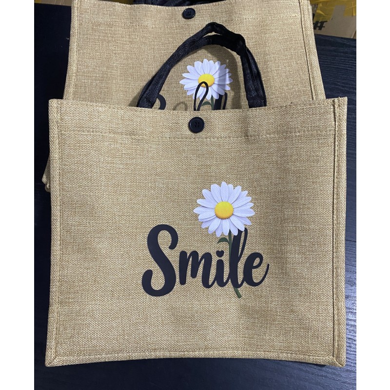 Jute Bags Factory - Blank Burlap Button Lock Heat