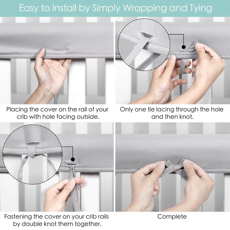 Crib Rail Cover Manufacturer - 3pcs Teething Edge Fleece Reversible