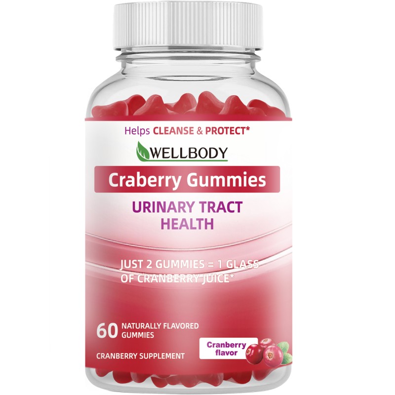 WELLBODY Supply OEM ODM Health Dietary Fiber Vitamins Supplement Cranberry Probiotics Gummy Cranberry Gummies