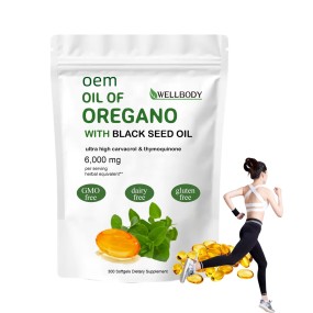 WELLBODY OEM/ODM Food Supplement Oil of Oregano Softgels With Black Seed Oil Oregano Oil Capsules Immune Booster
