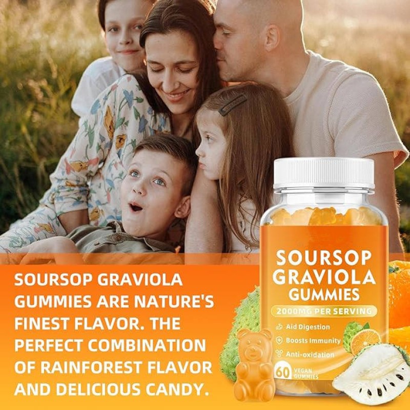 WELLBODY  Wholesale Low Moq Soursop Graviola Gummies 2000mg Immune Boosting Blend with Soursop Leaves & Fruit Antioxidant-Rich