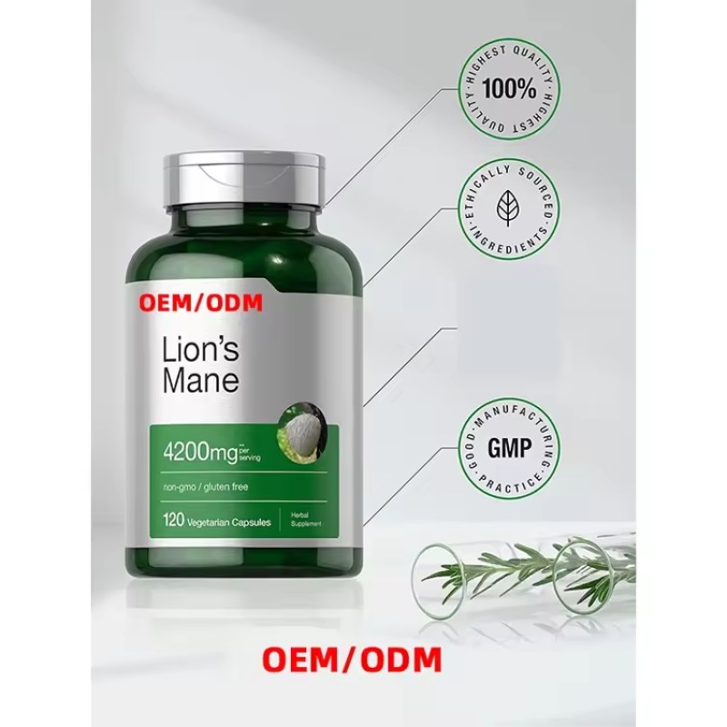 WELLBODY OEM/ODM Private Label Factory Supply Supplement Organic Lions Mane Mushroom Capsules Cognitive Function Body Support