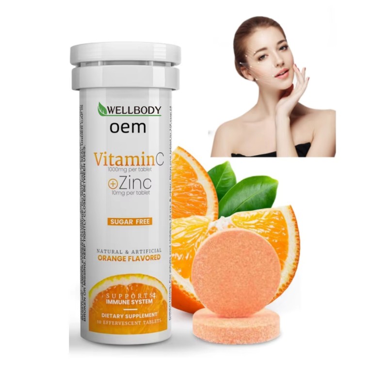 WELLBODY OEM/ODM Daily Vitamin Effervescent Tablets Gluten Free Vitamin C Vitamin D & Zinc Effervescent Tablets