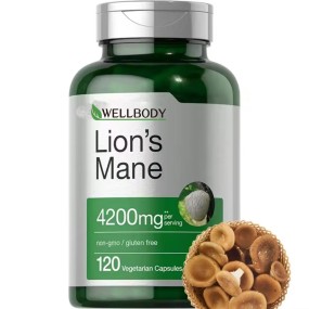 WELLBODY OEM/ODM Private Label Factory Supply Supplement Organic Lions Mane Mushroom Capsules Cognitive Function Body Support
