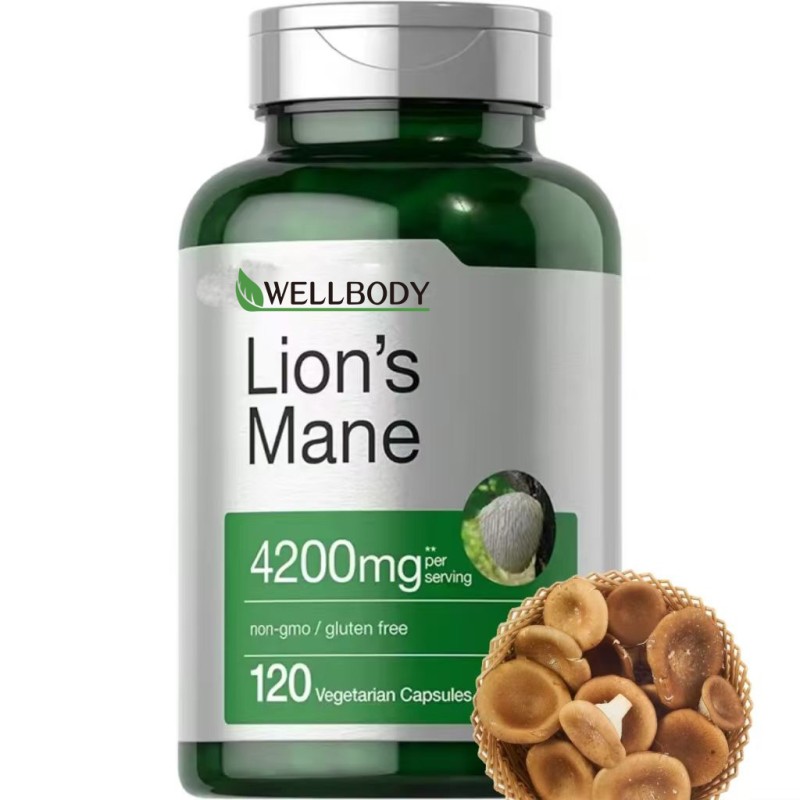 WELLBODY OEM/ODM Private Label Factory Supply Supplement Organic Lions Mane Mushroom Capsules Cognitive Function Body Support