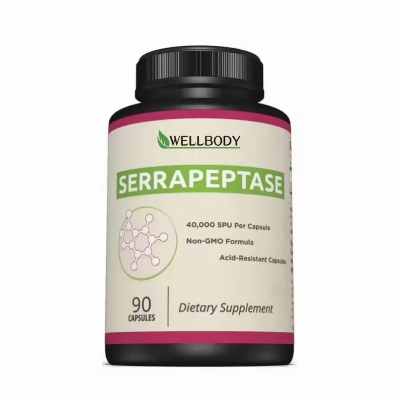 WELLBODY OEM/ODM Private Label Factory Supply 40,000 SPU Serrapeptase Enzyme Capsules 90 Pcs Support Body Health