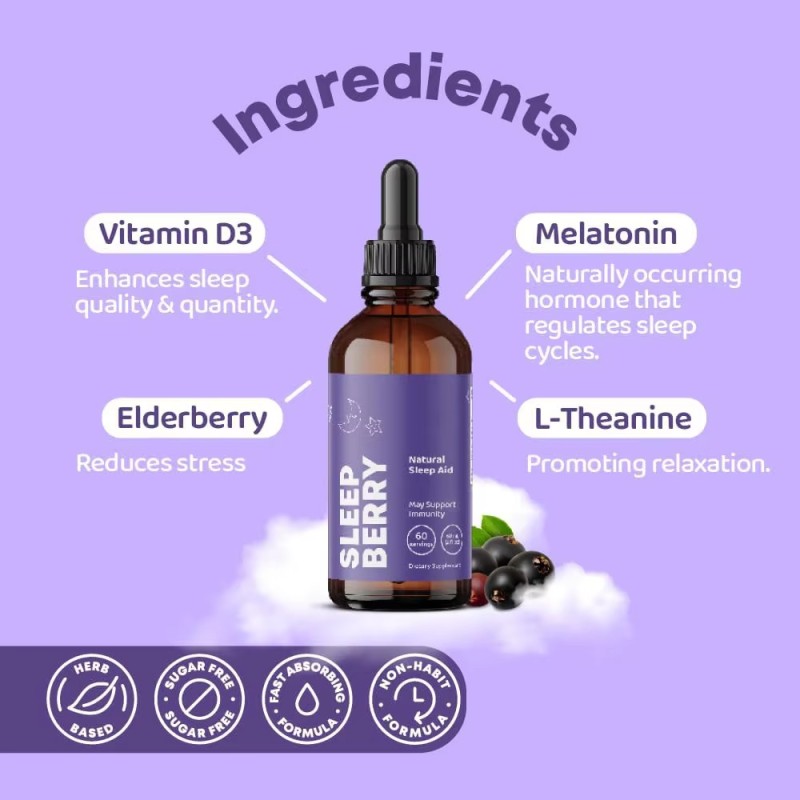 WELLBODY OEM 60ml Melatonin Liquid Drops Oral Sleeping Aid for Adults Relaxation Supplement Not for Pregnant Women