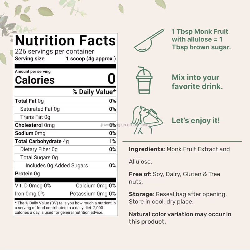 WELLBODY OEM/ODM custom Label Factory Supply 100% natural Monk fruit sweetener with Allulose monk fruit powder