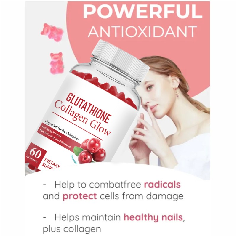 WELLBODY Cranberry Original Skin Whitening Collagen Glutathione Gummies Antioxidant Tonic Supplement for Glowing Skin