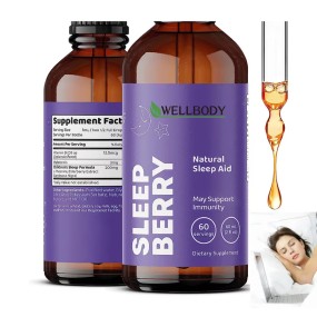 WELLBODY OEM 60ml Melatonin Liquid Drops Oral Sleeping Aid for Adults Relaxation Supplement Not for Pregnant Women