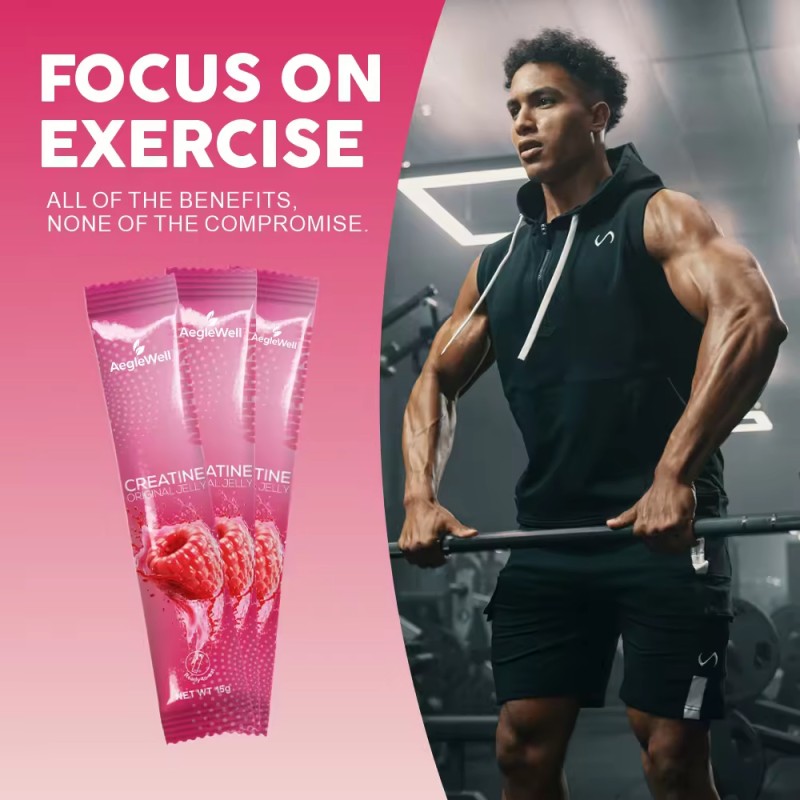 AegleWell OEM Creatine Monohydrate Jelly Stick Single Serve Packets Supports Muscle Strength for Adults