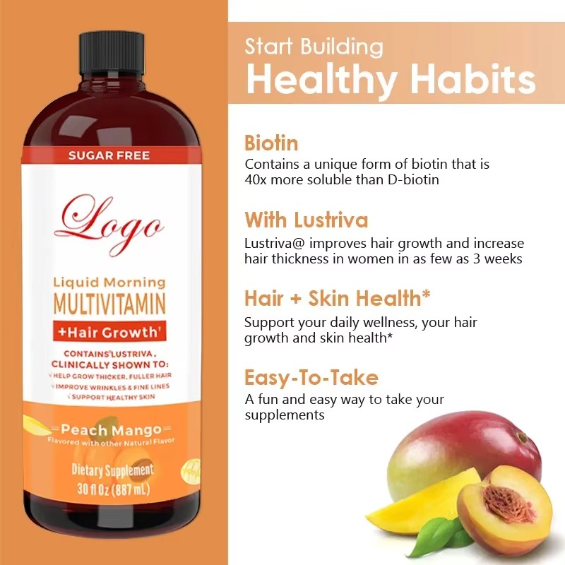 Wellbody  OEM/ODM Private logo Hair Growth Supplement Formula Liquid Tincture Multivitamin Drop for Hair Growth Reduce Wrinkle