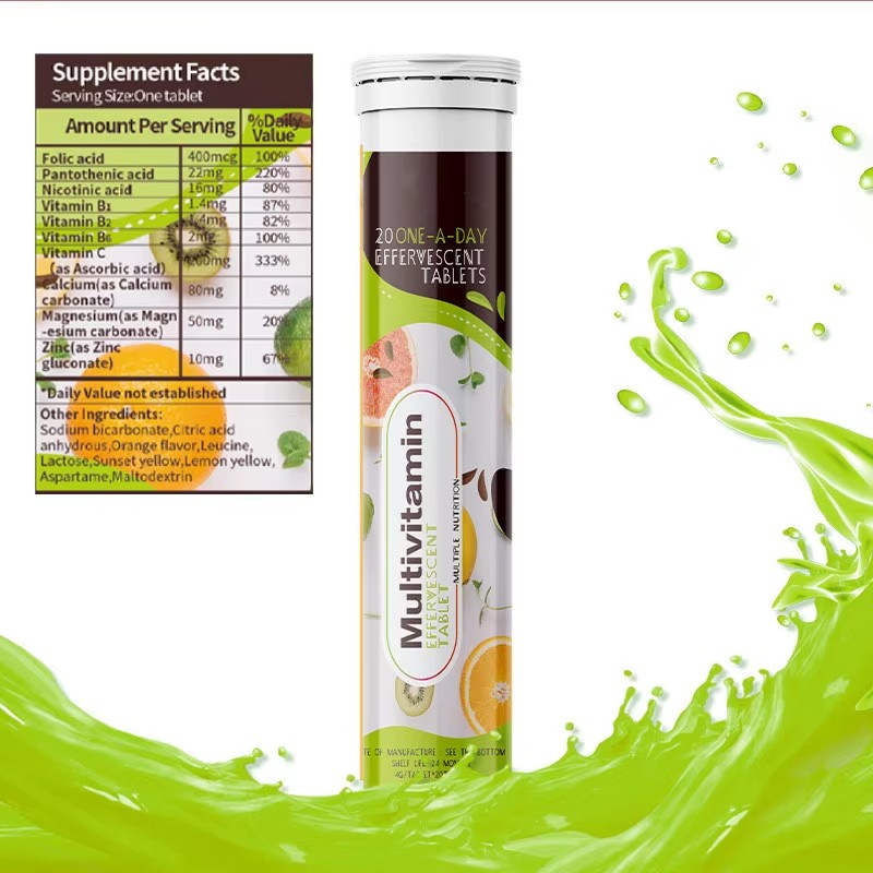 WELLBODY OEM/ODM Natural Vitamin c 1000mg Multivitamin Effervescent Tablets Multiflavoured Vitamin C Tablets