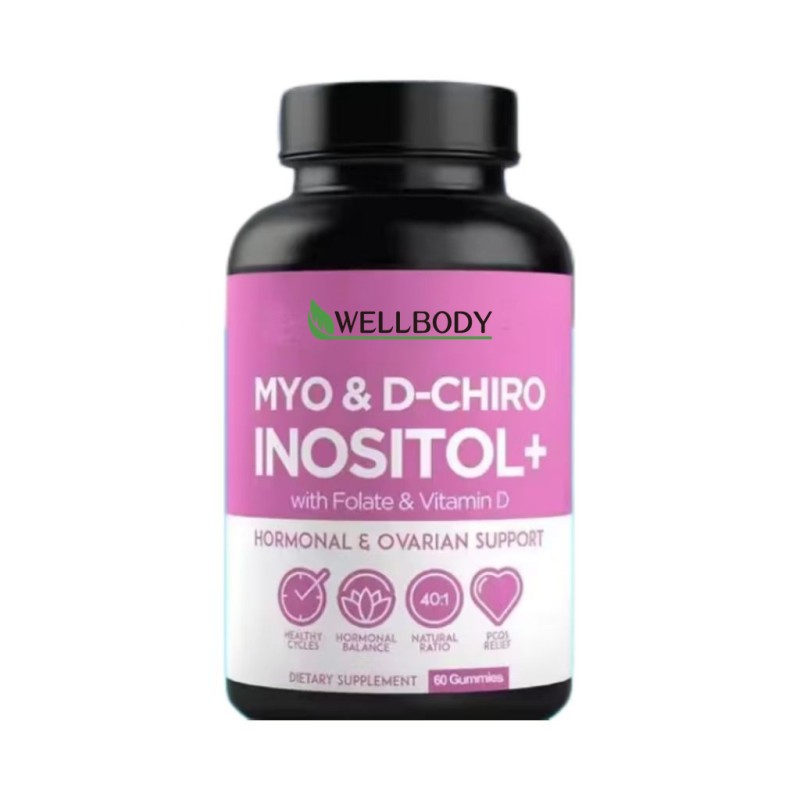 WELLBODY OEM/ODM Private Label Factory Supply Myo-inositol and D-chiro Inositol Gummies Hormone Balance & Ovarian Support