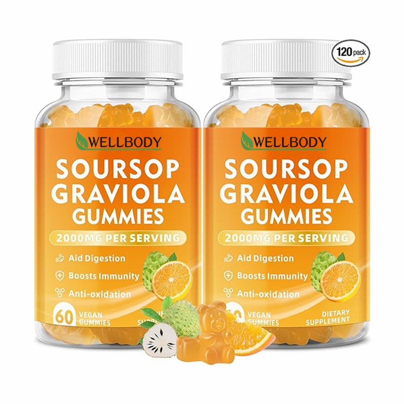 WELLBODY  Wholesale Low Moq Soursop Graviola Gummies 2000mg Immune Boosting Blend with Soursop Leaves & Fruit Antioxidant-Rich