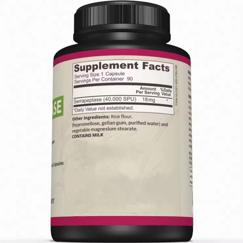 WELLBODY OEM/ODM Private Label Factory Supply 40,000 SPU Serrapeptase Enzyme Capsules 90 Pcs Support Body Health