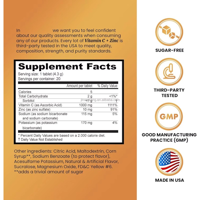 WELLBODY OEM/ODM Daily Vitamin Effervescent Tablets Gluten Free Vitamin C Vitamin D & Zinc Effervescent Tablets