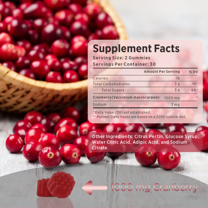 WELLBODY New Packaging Wholesale Price Health Dietary Fiber Vitamins Supplement Cranberry Probiotics Gummy Cranberry Gummies