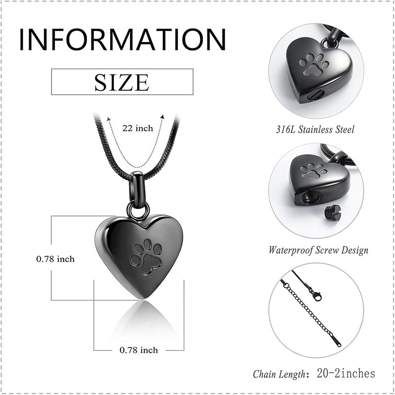 Pet Urn Necklace Manufacturer - Paw Print Heart Memorial Keepsake