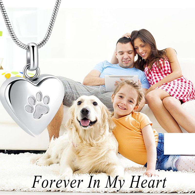 Pet Urn Necklace Manufacturer - Paw Print Heart Memorial Keepsake