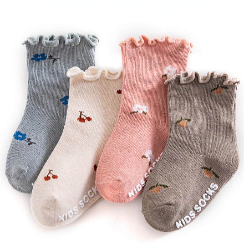 Baby Socks Manufacturer - New Custom Grip Floral Embroidery