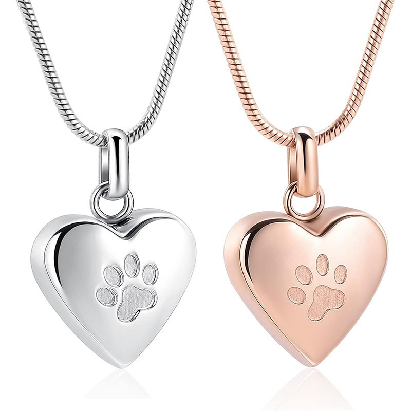 Pet Urn Necklace Manufacturer - Paw Print Heart Memorial Keepsake