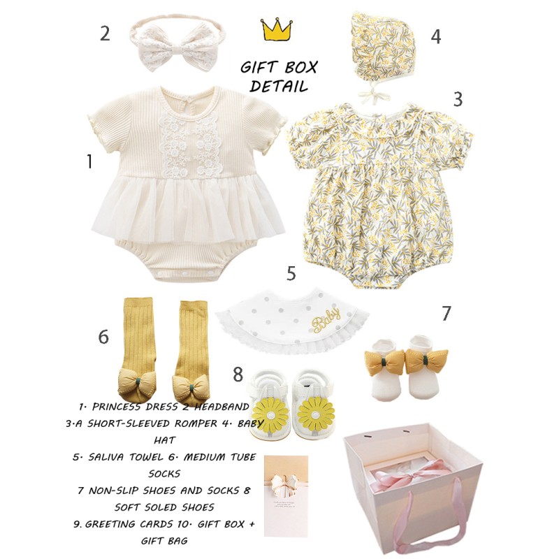 Baby Dress Set Factory - New 11 Sets Cotton Romper Headband