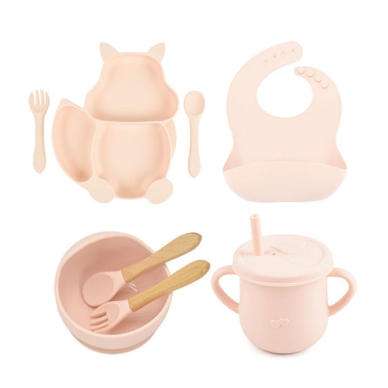 Baby Tableware Manufacturer - 8PCS Squirrel Silicone Sucker Set