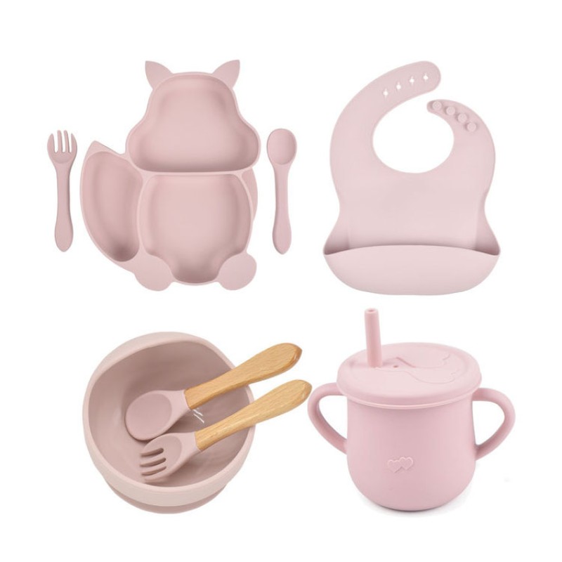 Baby Tableware Manufacturer - 8PCS Squirrel Silicone Sucker Set