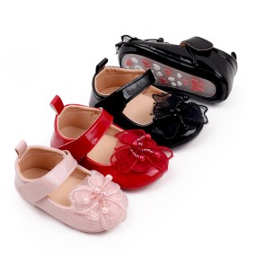 Toddler Shoes Manufacturer - Solid Color PU Leather Veil Pearl