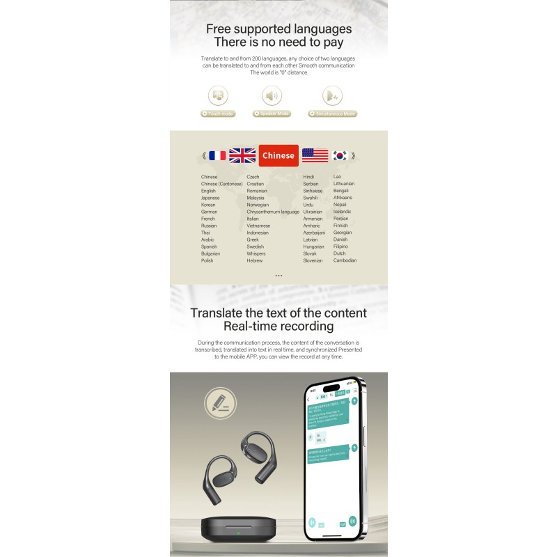 AI Translator Manufacturer - Wireless Bluetooth Earphone LED