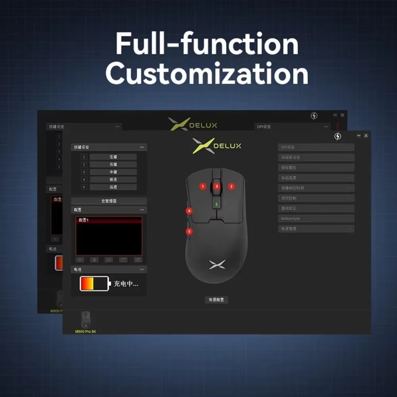 Gaming Mouse Factory - Delux M900PRO Wireless Ergonomic 8K