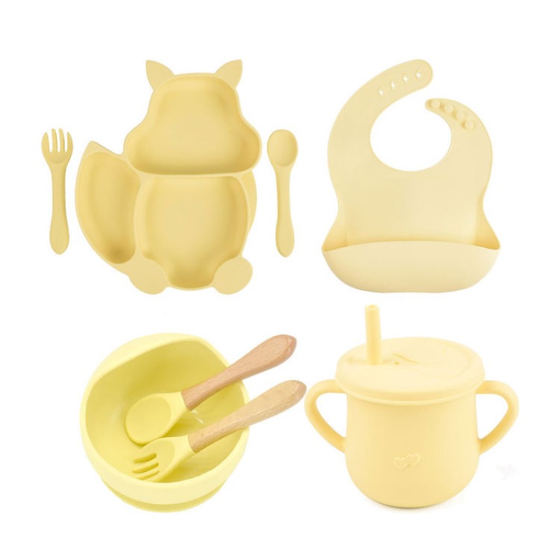 Baby Tableware Manufacturer - 8PCS Squirrel Silicone Sucker Set