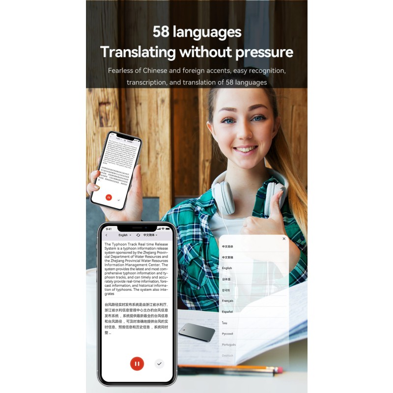 Audio Recorder Manufacturer - AI Technology 112 Languages Memory