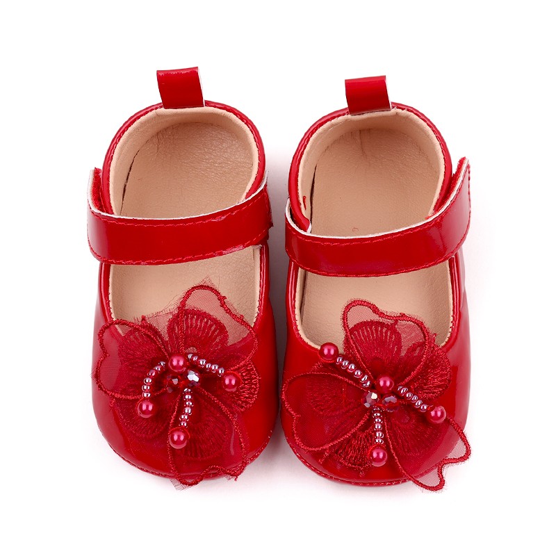 Toddler Shoes Manufacturer - Solid Color PU Leather Veil Pearl