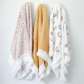 Baby Swaddle Blanket Manufacturer - OEM Printed Fringe Tassels