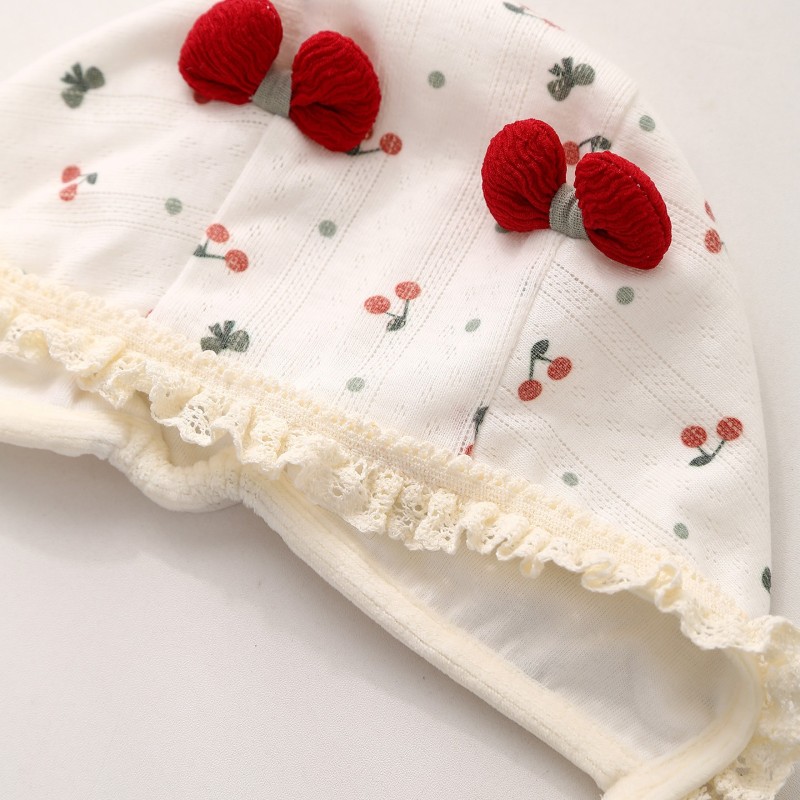 Cute Cotton Hat Supplier - OEM Bow Lace Trim Newborn Beanie