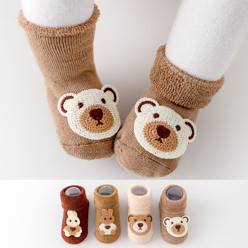 Baby Slipper Socks Manufacturer - OEM Non Skid Grip Cotton Bear Socks