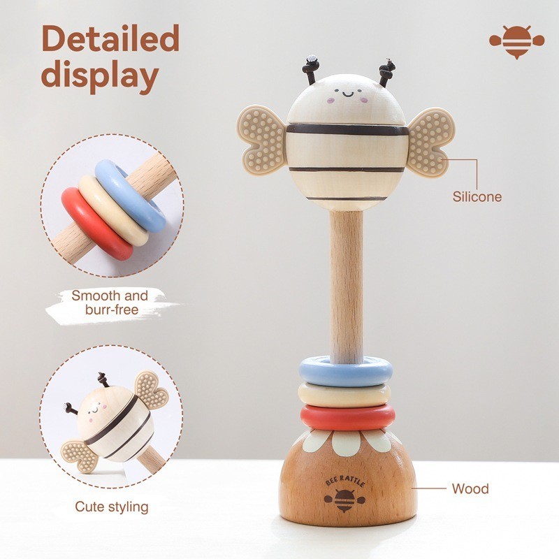 Toddler Rattle Toy Manufacturer - OEM Wooden Bee Silicone Teether