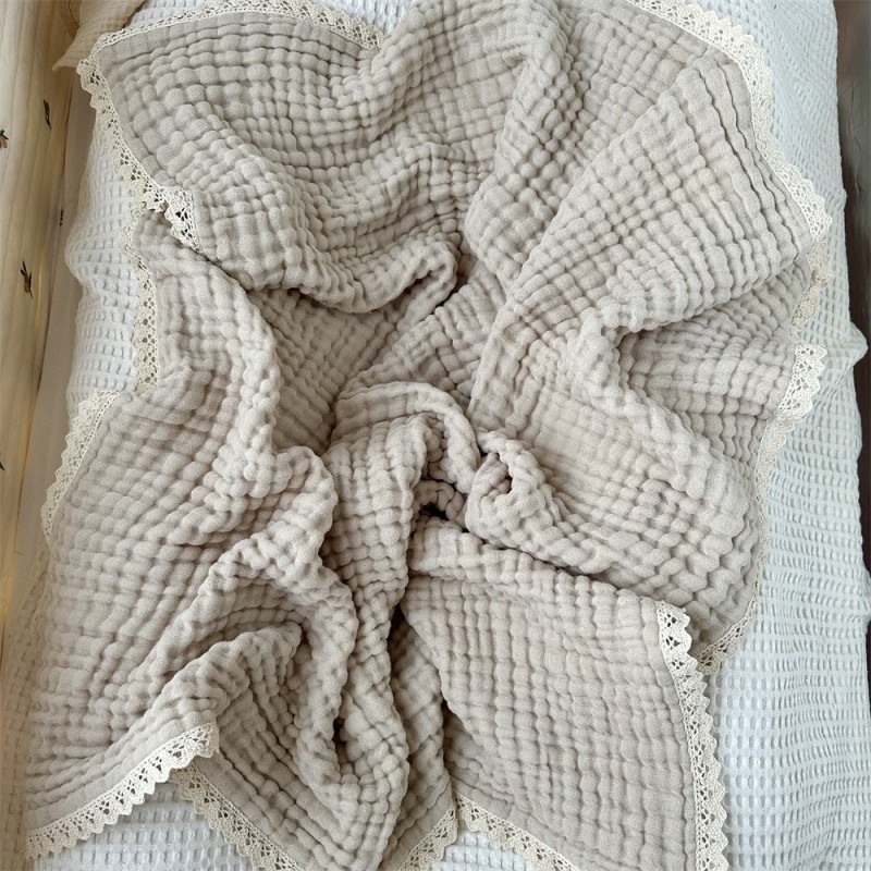 Baby Blanket Supplier - OEM Six Layer Cotton Yarn Lace Wrap