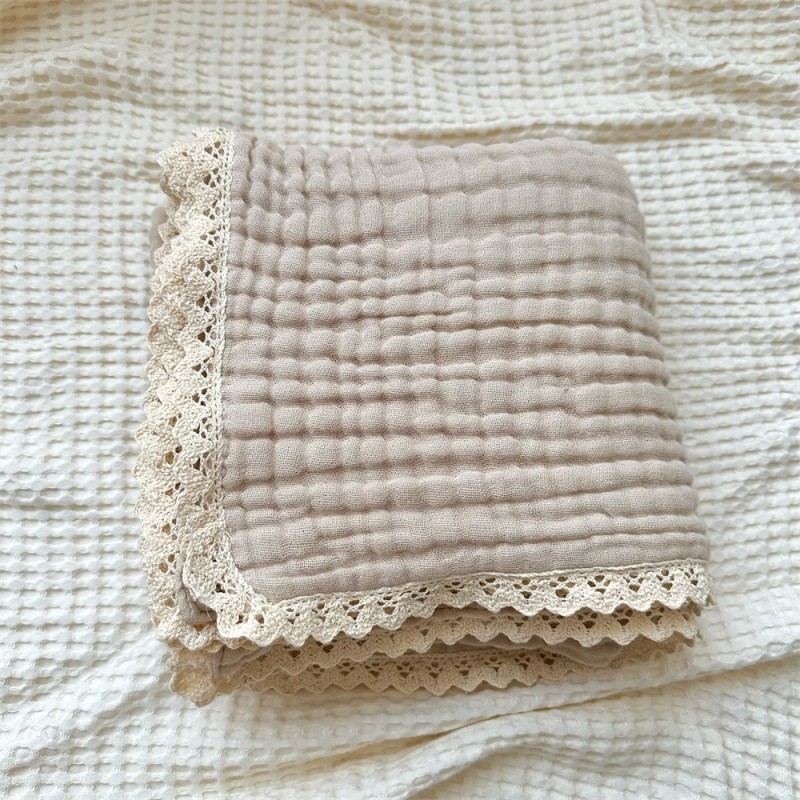 Baby Blanket Supplier - OEM Six Layer Cotton Yarn Lace Wrap