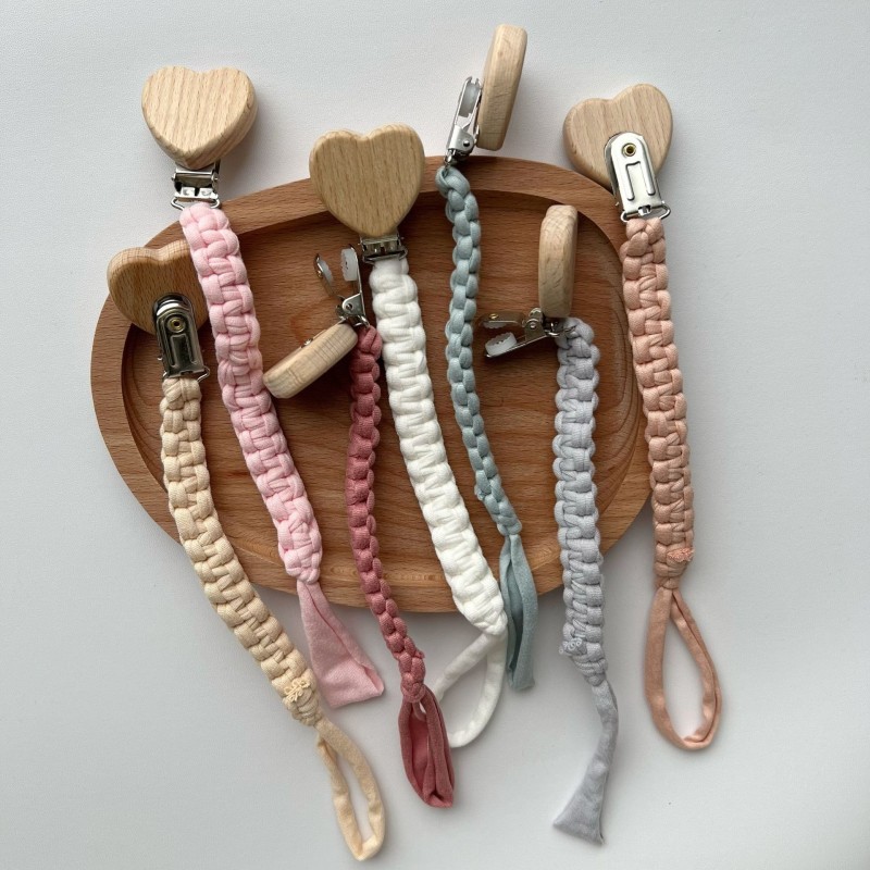 Pacifier Holder Supplier - OEM Fabric Bead Wooden Holder Clip