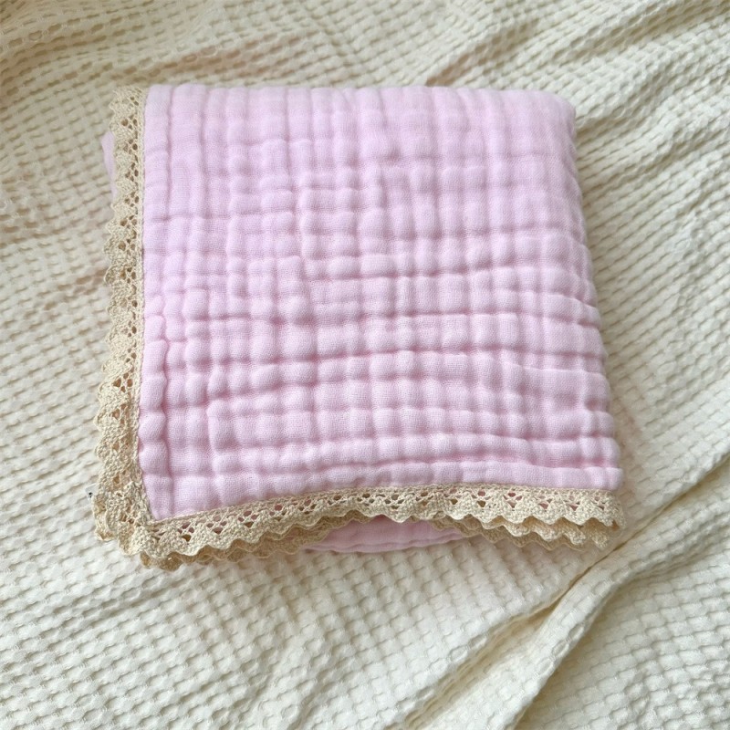 Baby Blanket Supplier - OEM Six Layer Cotton Yarn Lace Wrap