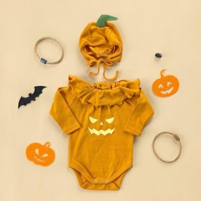 Baby Halloween Costume Supplier - OEM Pumpkin Jumpsuit with Hat