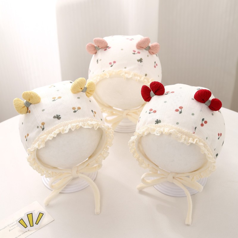Cute Cotton Hat Supplier - OEM Bow Lace Trim Newborn Beanie