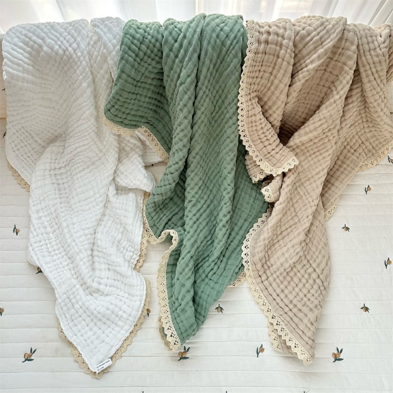 Baby Blanket Supplier - OEM Six Layer Cotton Yarn Lace Wrap